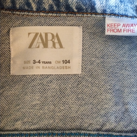 Zara Kids' Blue Denim Distressed Jean Jacket Size 3 - 4 years - Picture 11 of 14